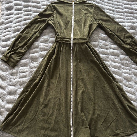 Lulus Casual Affection Olive Green Corduroy Midi Dress With Pockets - Size XL - Picture 5 of 8